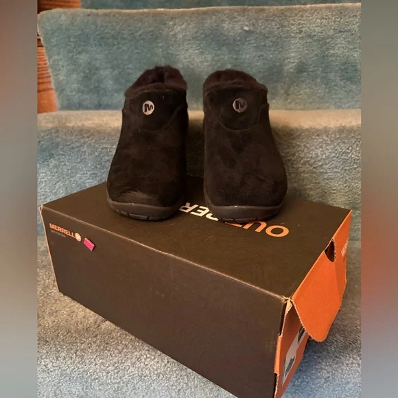 NWT Merrell Clogs ENCORE ICE BLACK SUEDE size 7  Sherpa lined super comfy! - Picture 4 of 8